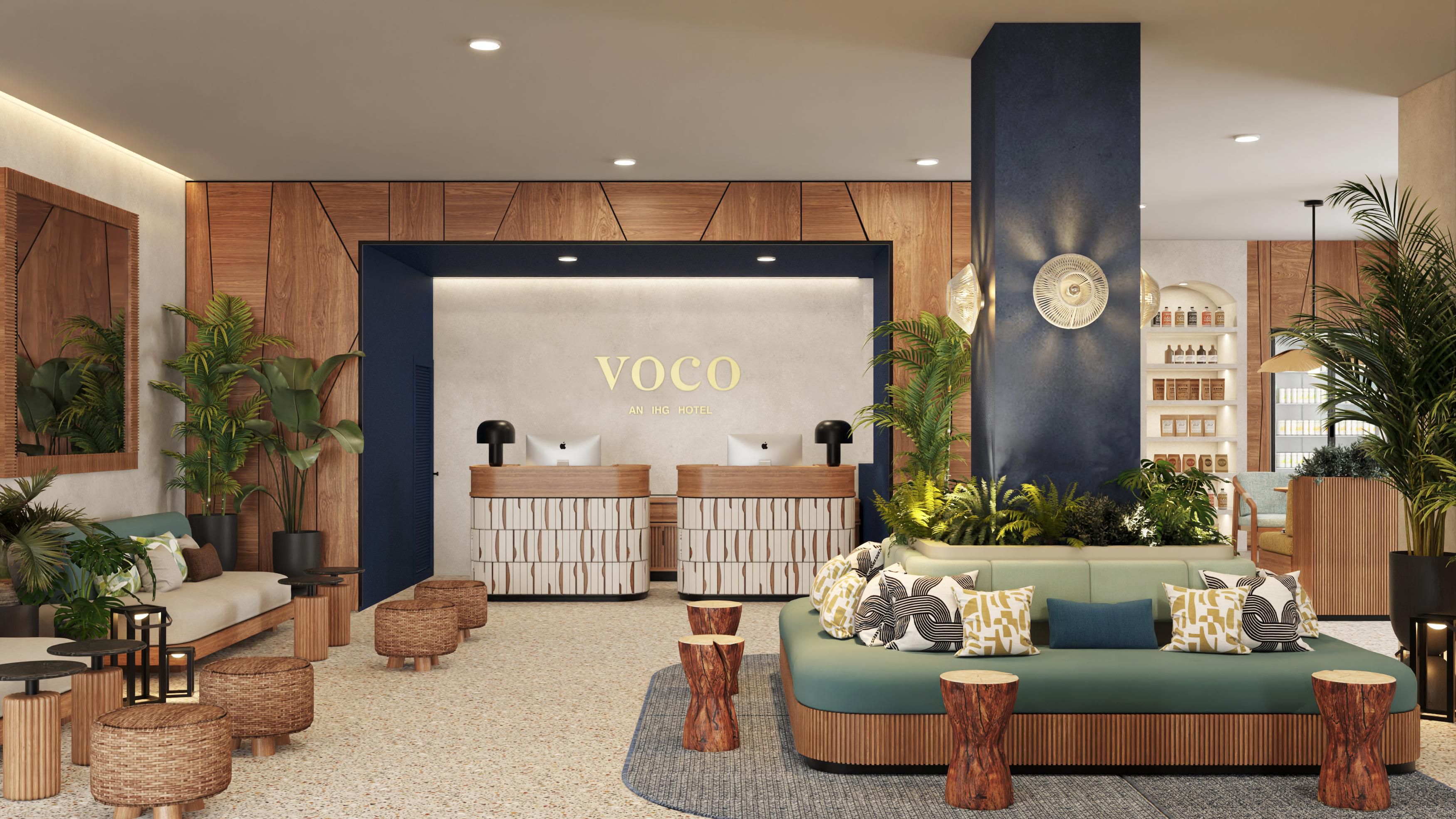 Warm Voco Surfside welcome with modern, relaxed island style