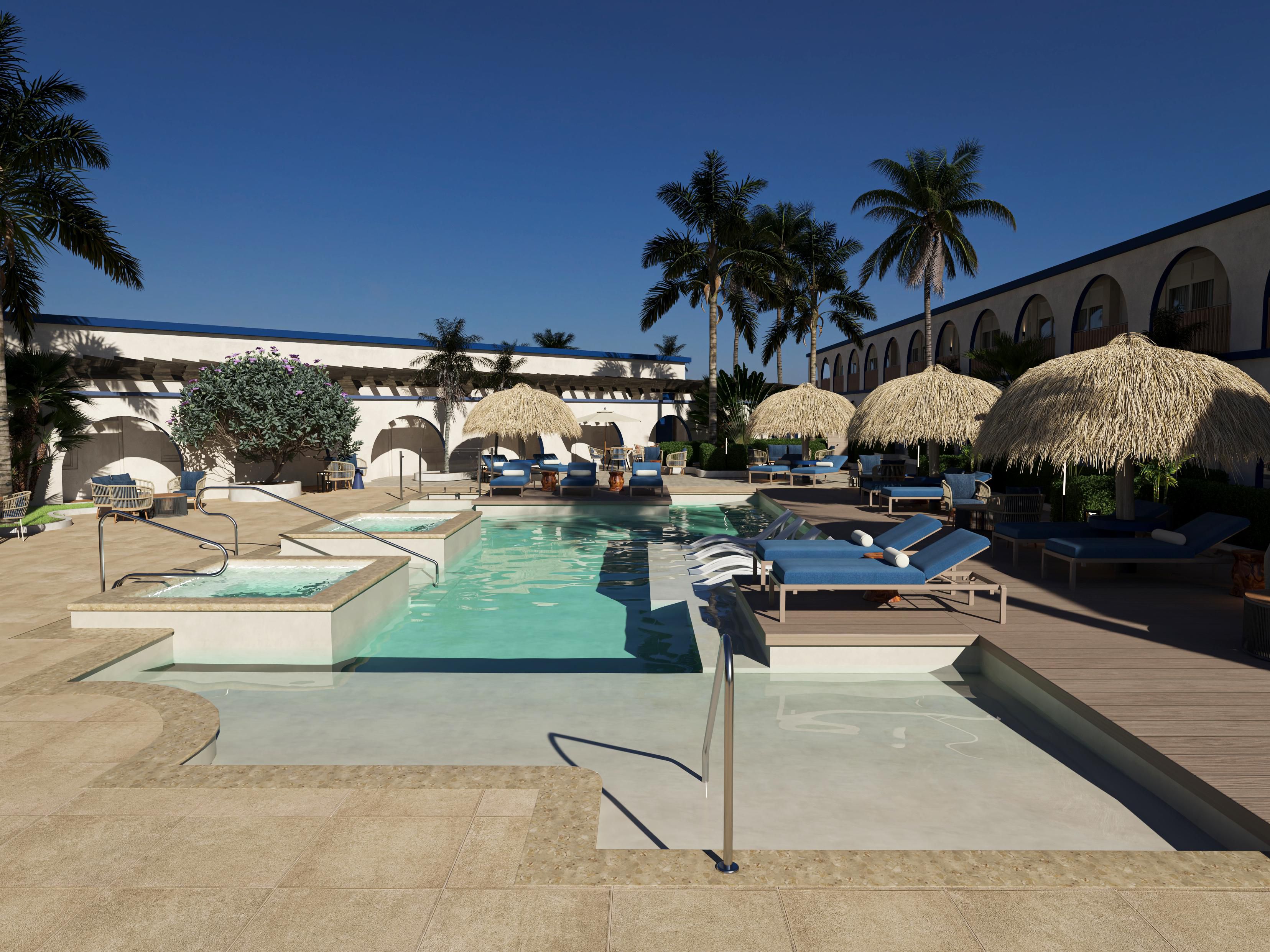 Poolside paradise with comfort, cocktails, and island breeze