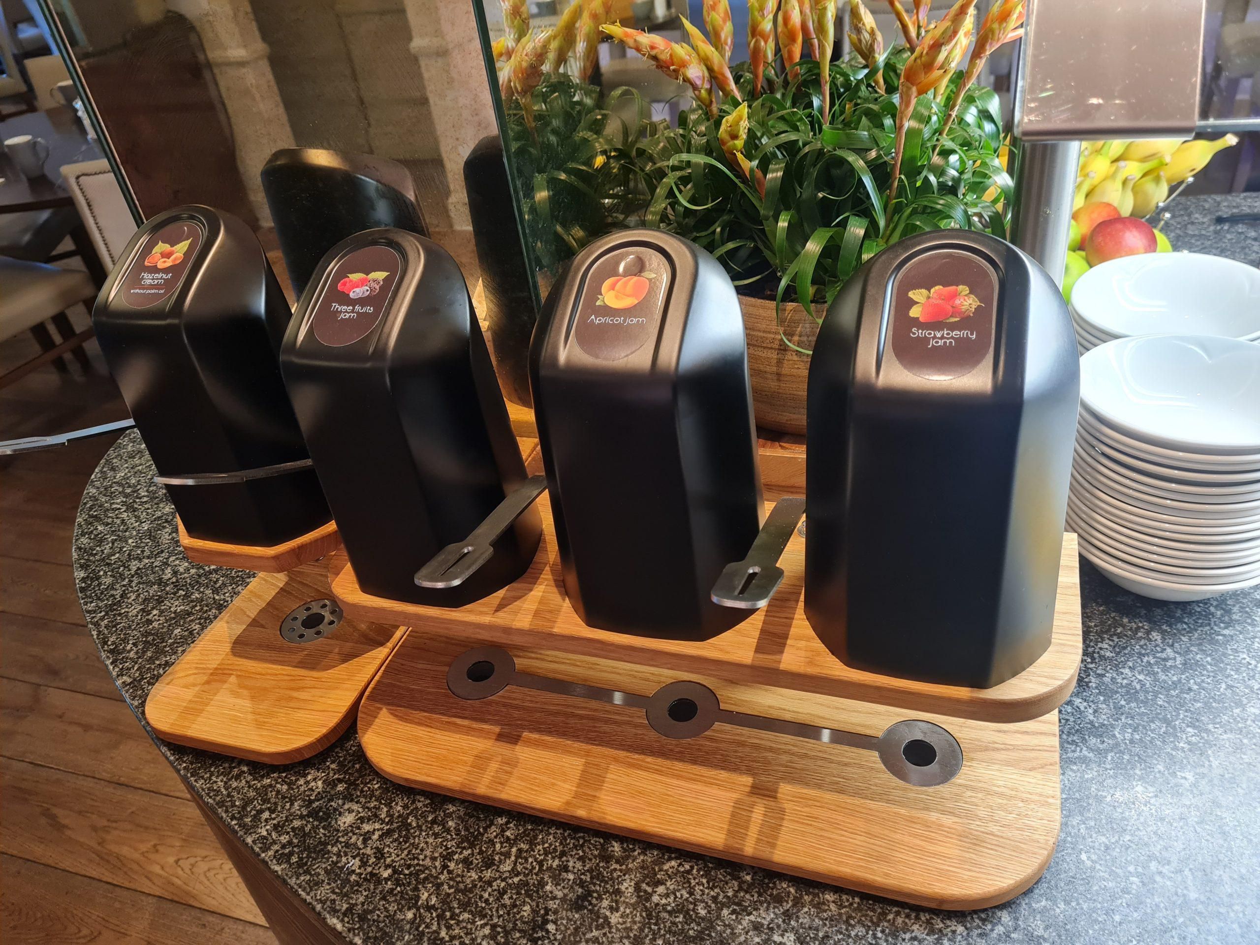 Jam dispensaries at the breakfast bar