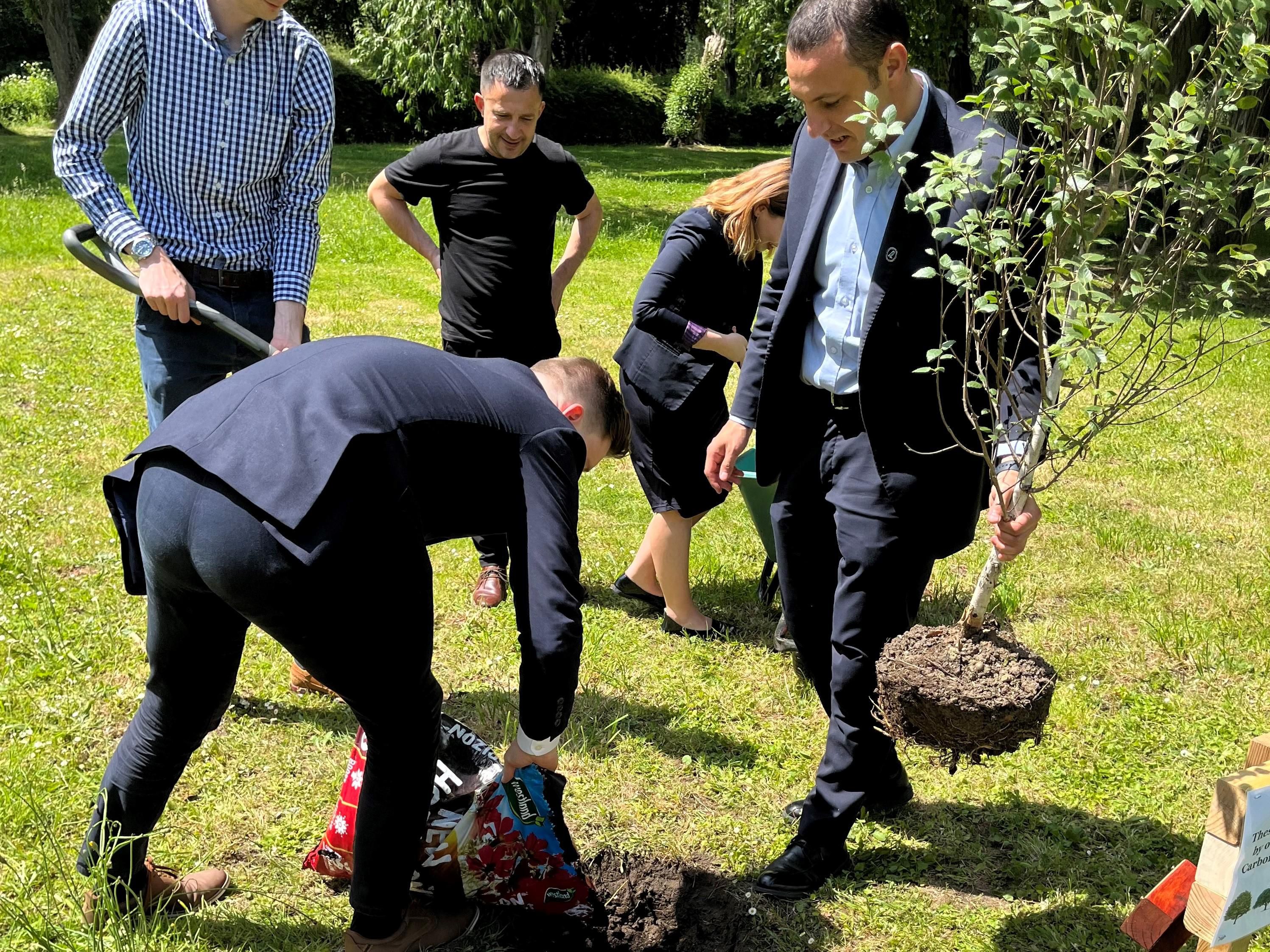 Hotel staff planting trees