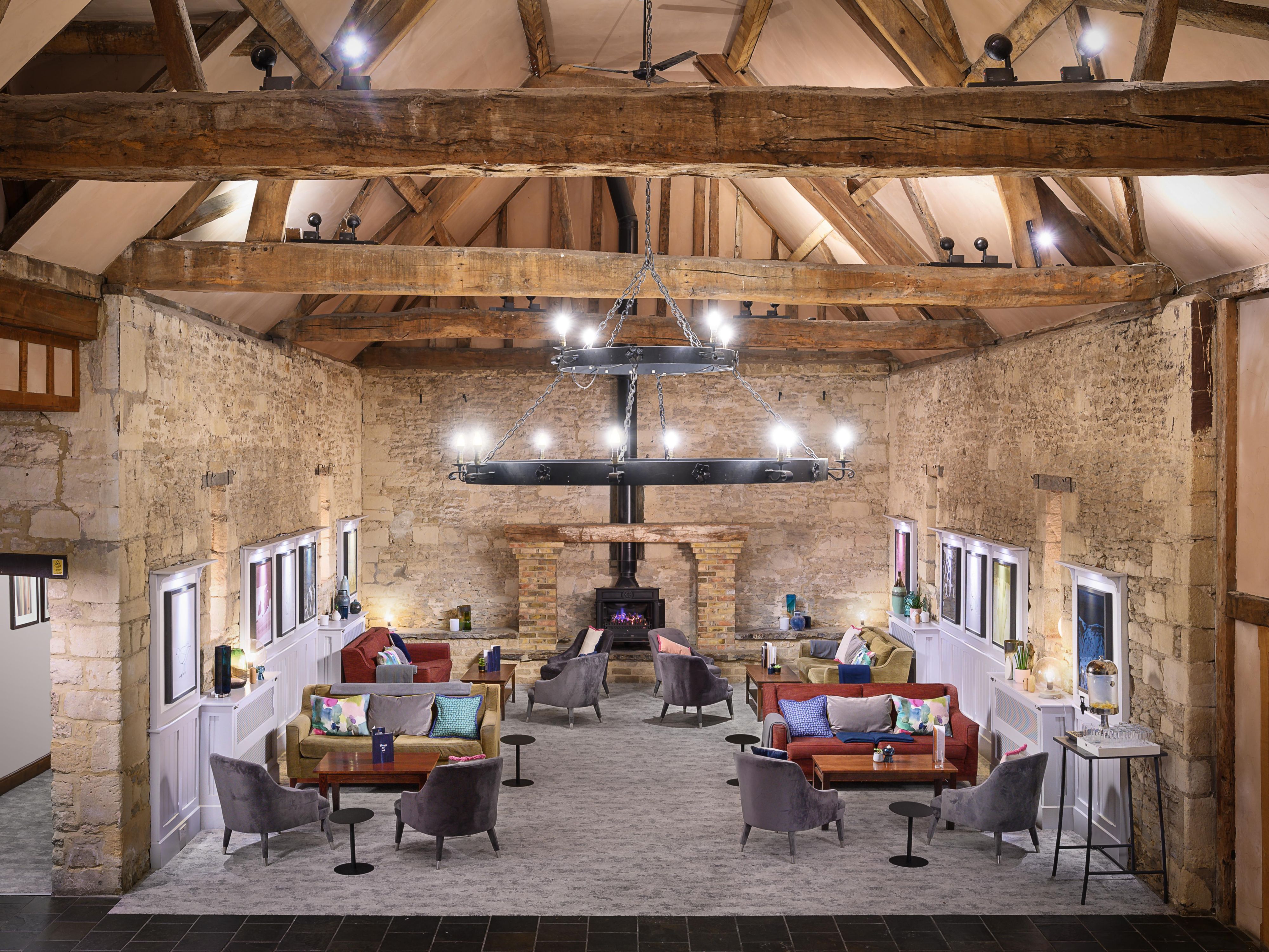 Banquet room lit by renewable energy