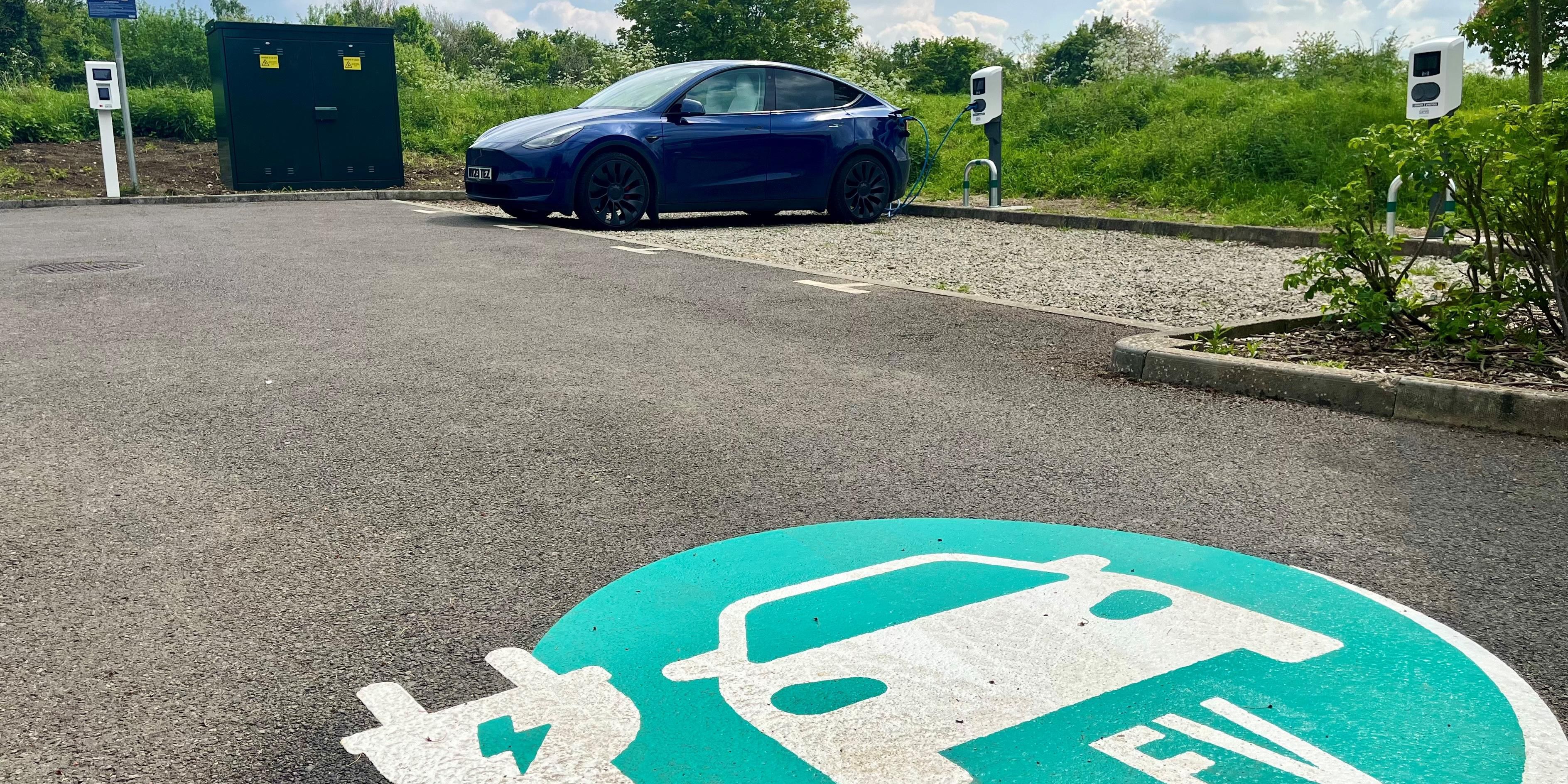 car park with ev chargers