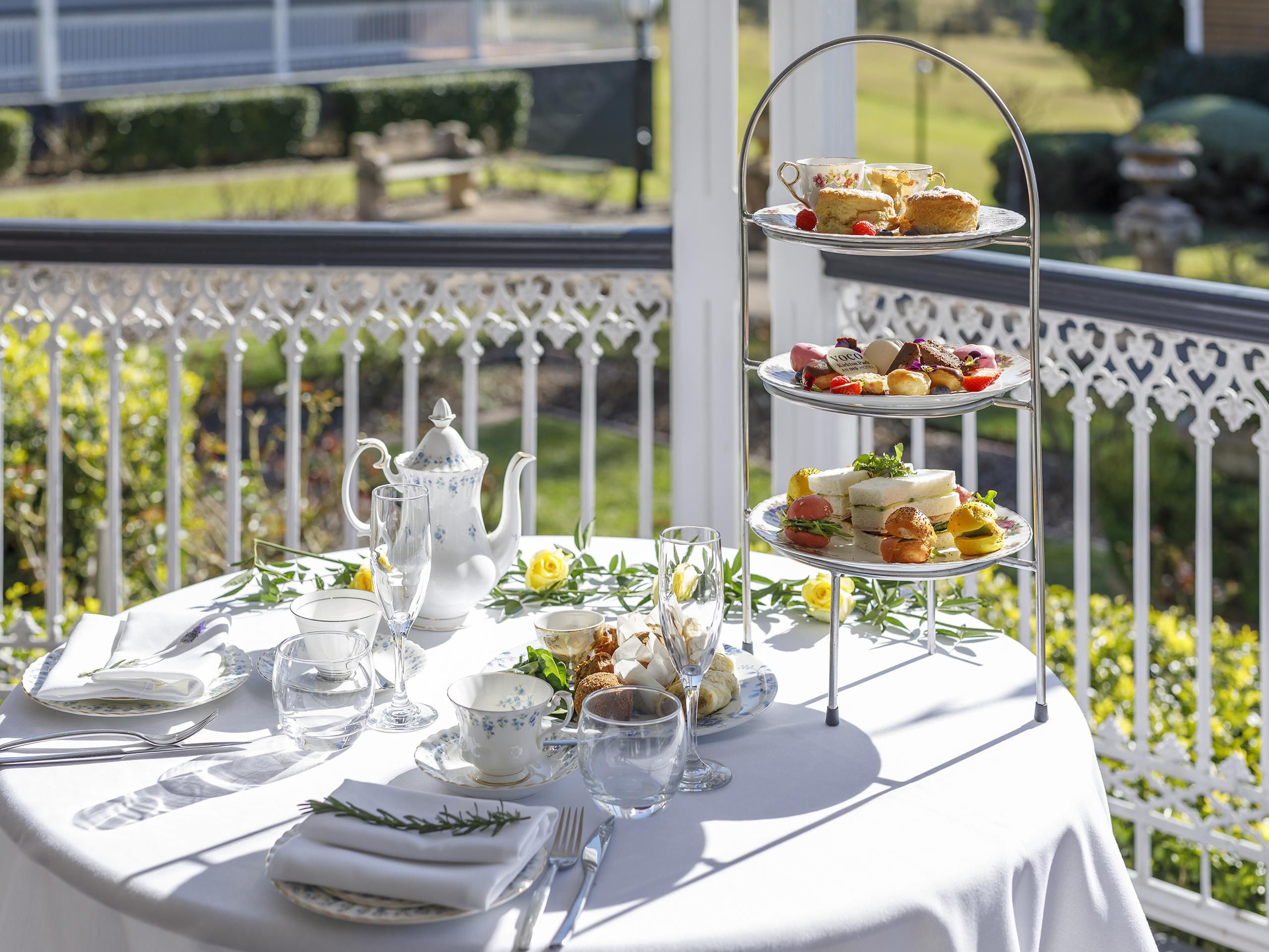 Our exclusive high tea in Hunter Valley is served in our sun-filled Conservatory, boasting views of the rose garden and the Brokenback Ranges cascading in the distance. High Tea at $70 per person or pair with a glass of premium Hunter Valley sparkling wine for an extra $10 per person.
