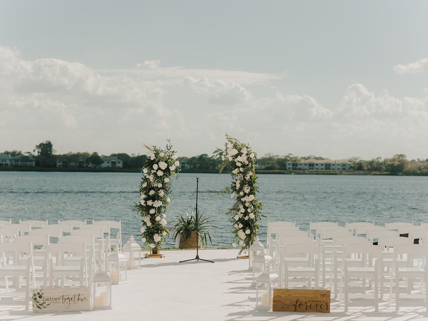 Set up for a wedding on the river