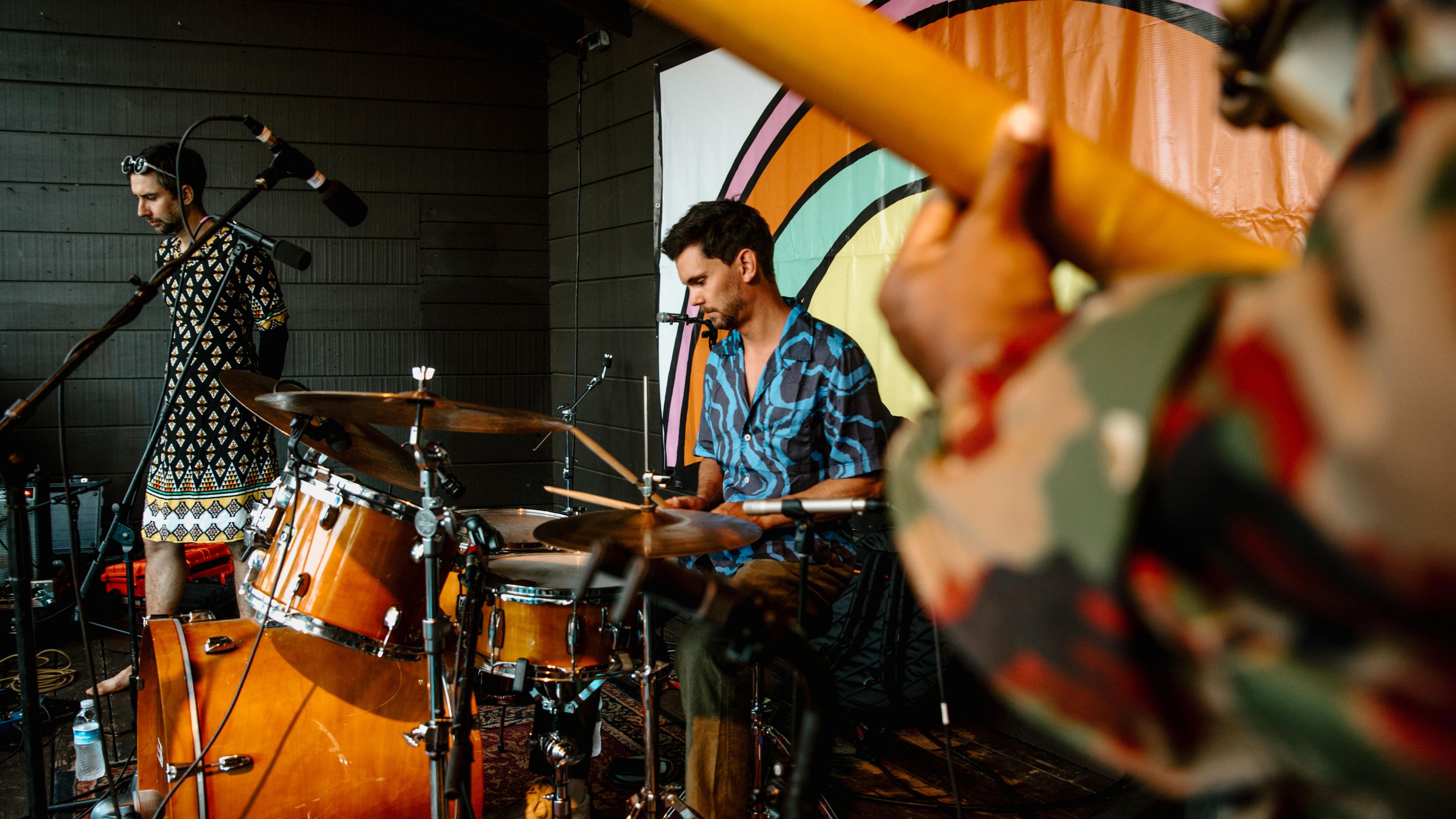 Drummer playing at a festival