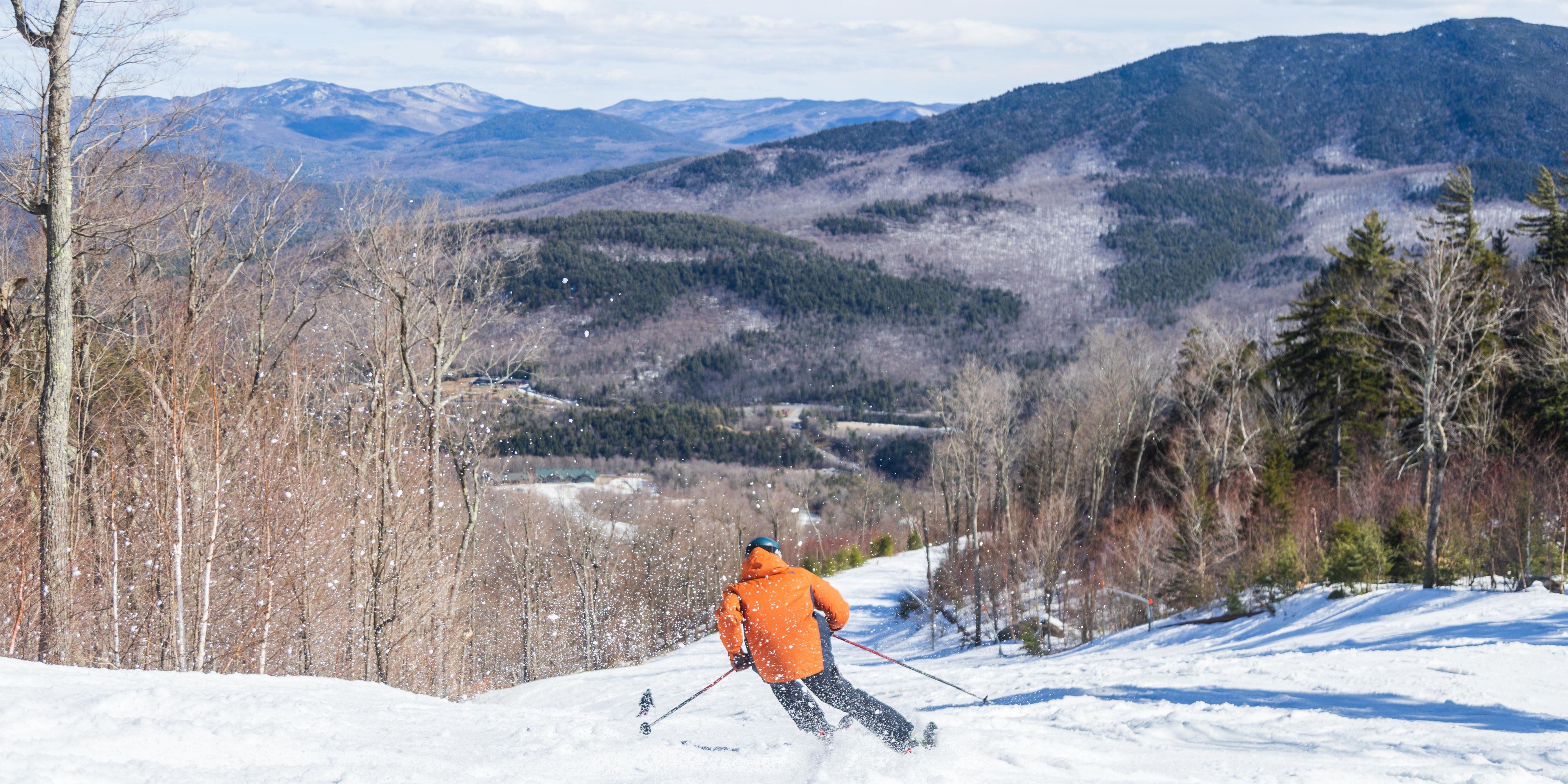 Skiing down the mountain