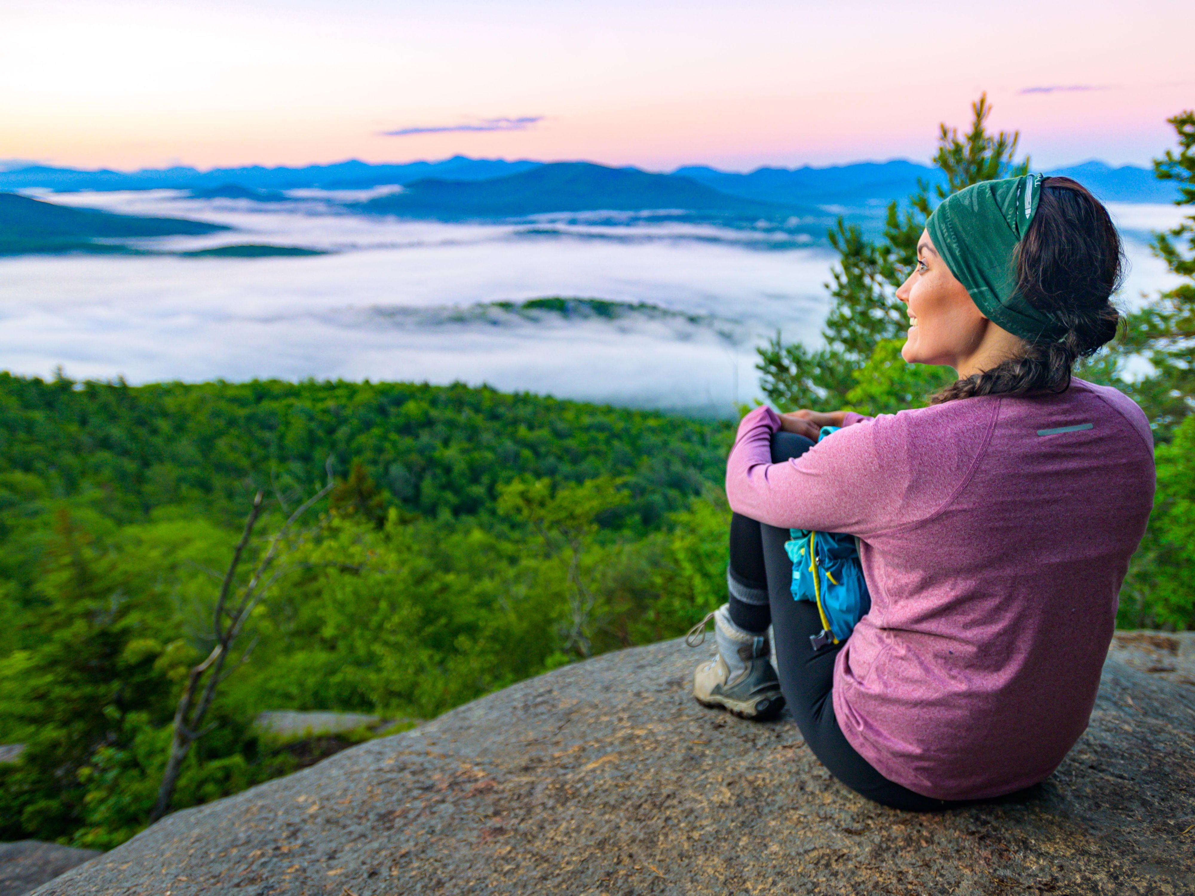 Breathing in the clean air.  