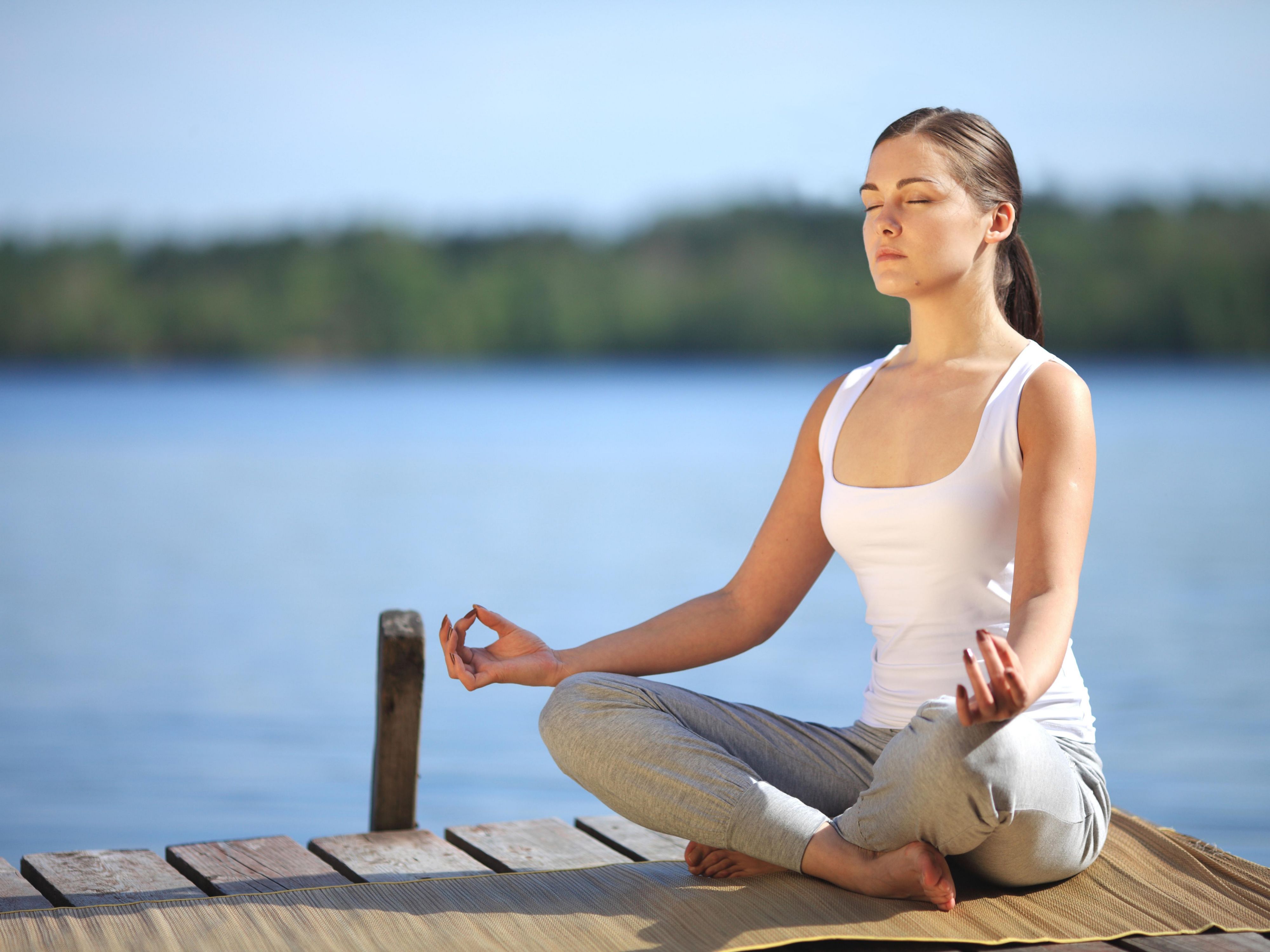 Yoga by the lake
