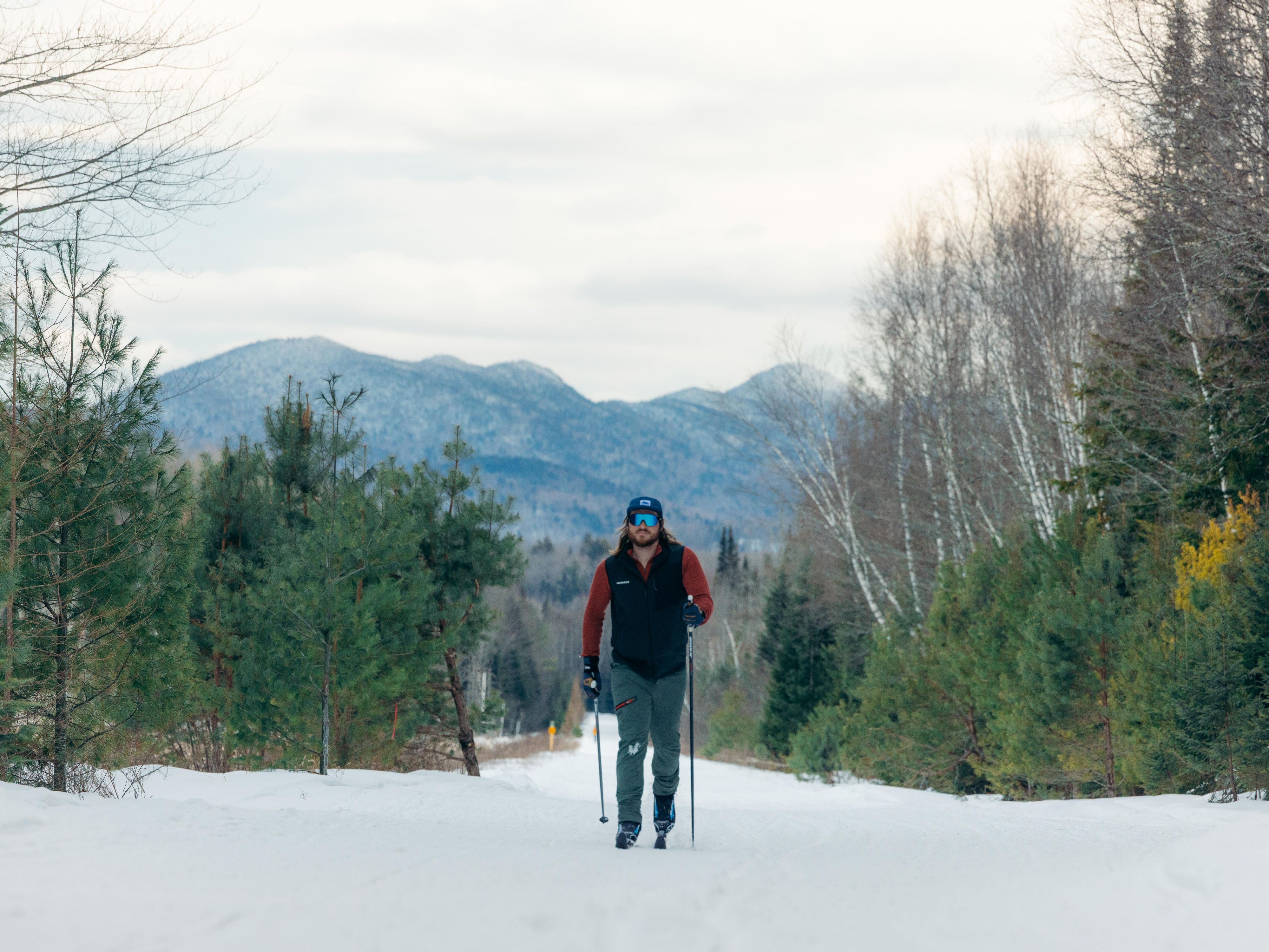 Cross country skiing through the beautiful snow