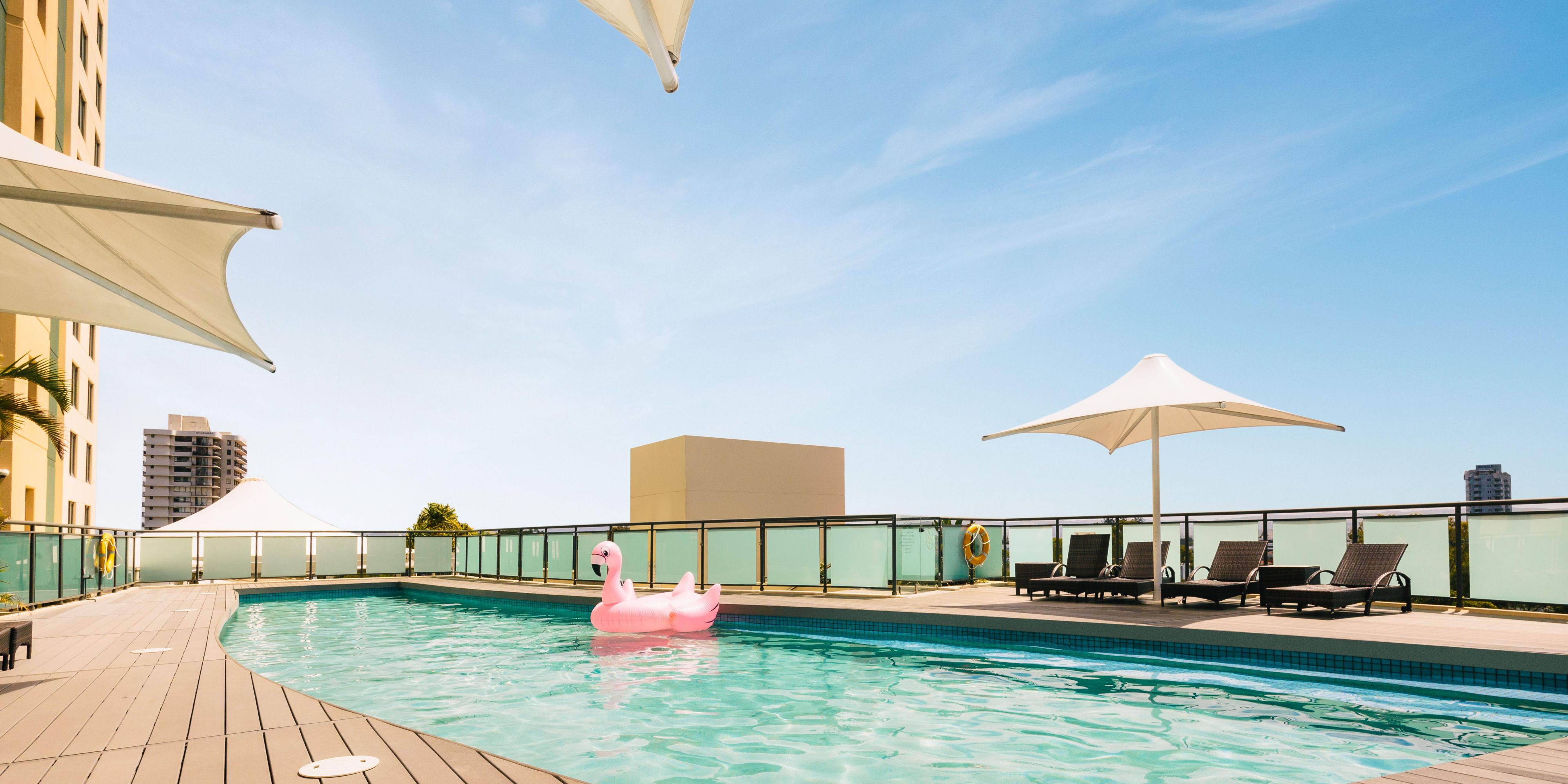 We’ve made it easy for you to follow the sun or stay out of the sun with two pools. Our pool on level 1 is the perfect spot to catch the morning sun. On our level 2 pool, you’ll be able to relax in the afternoon sun. 