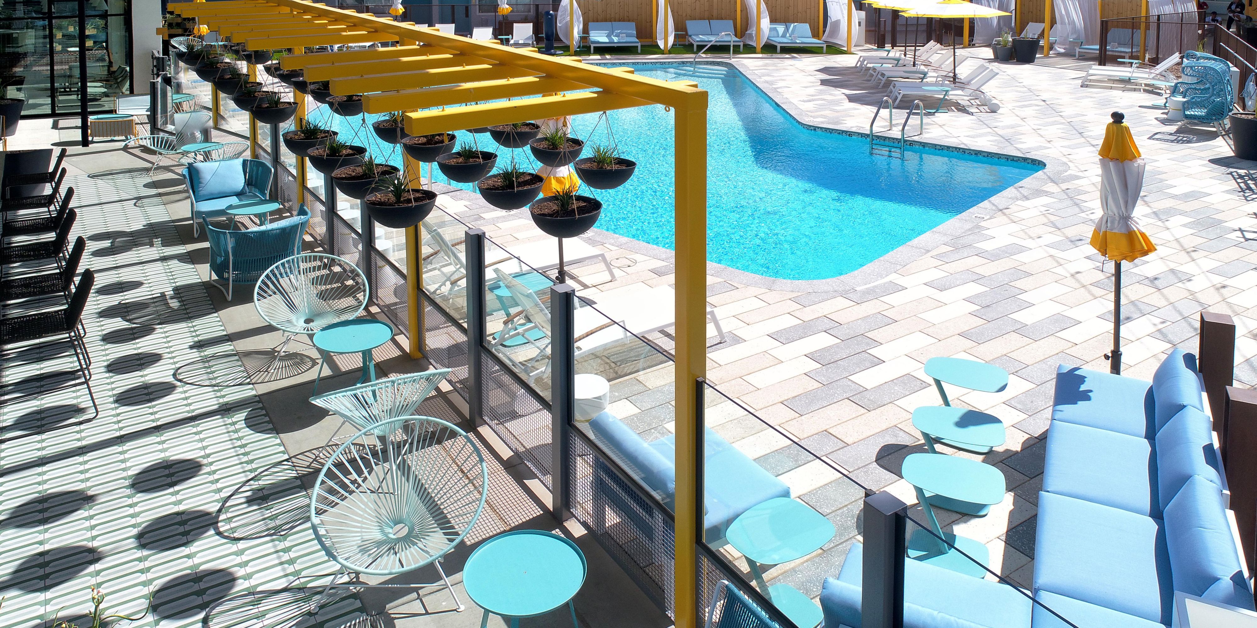 Our boomerang-shaped pool is Tucson’s most photogenic hangout. Lounge under striped umbrellas, sip chili-laced slushies from Shady Cactus Swim Club, and join the daily 5:30 Shady Toast. Locals and travelers mix over Baja bites, beats, and golden hour magic. No shoes required—vibe guaranteed.