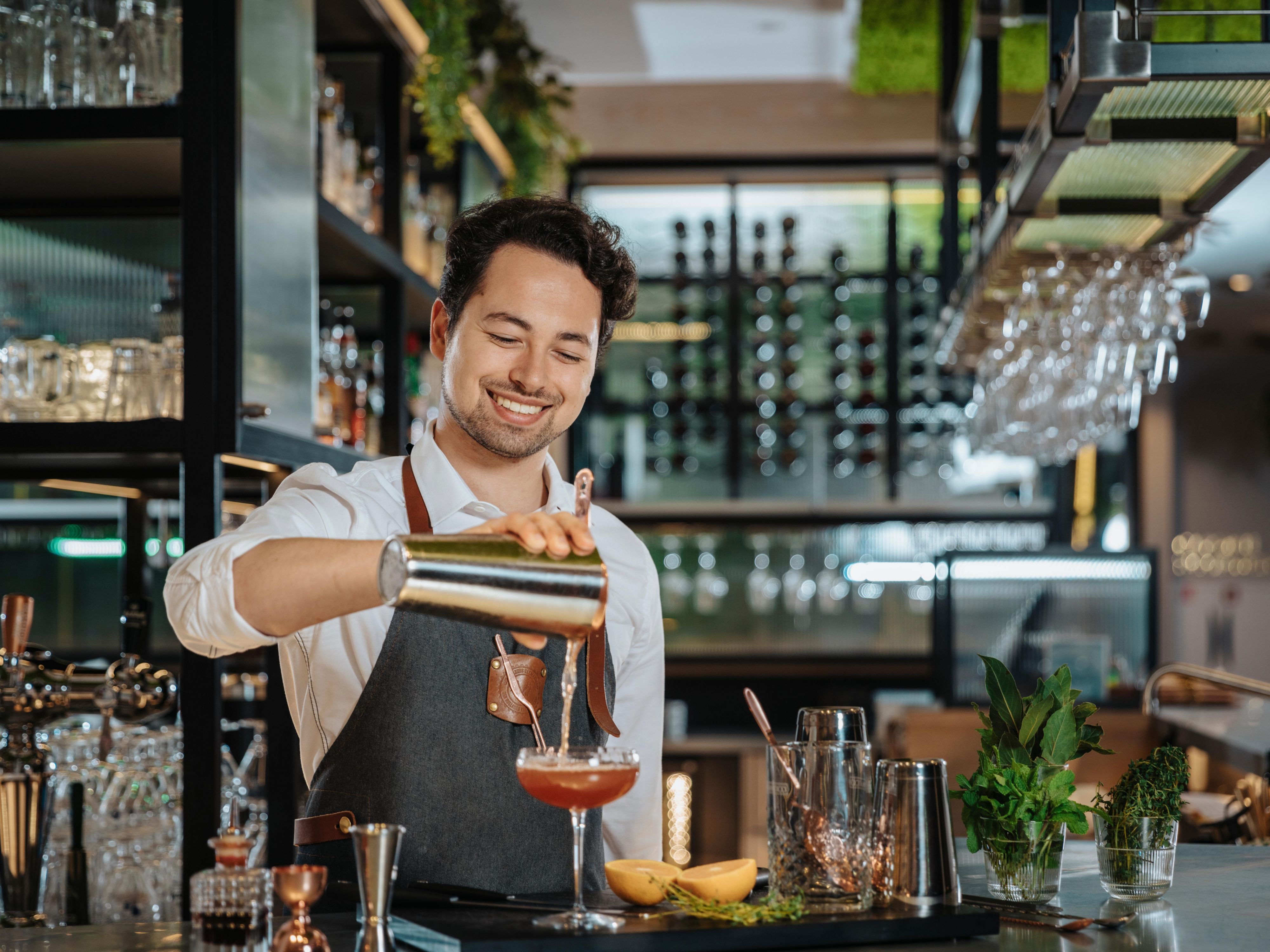 Bartender making a cocktail
