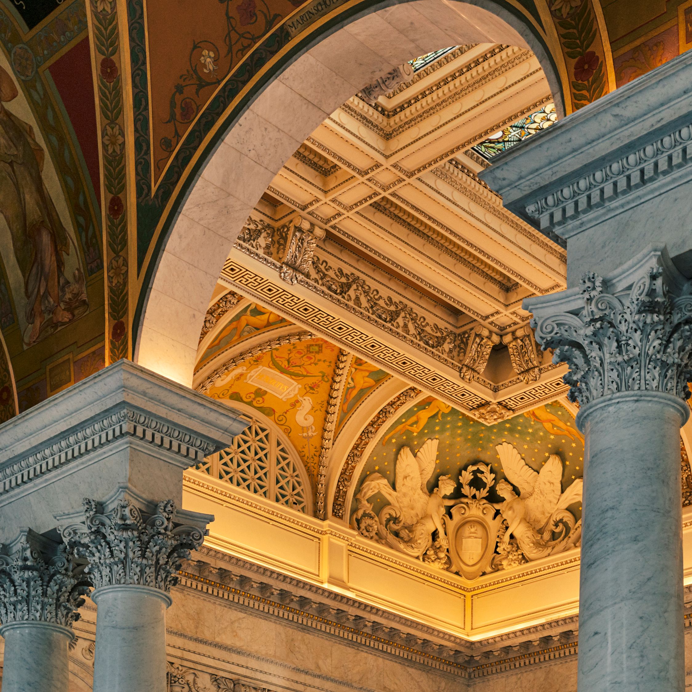 Ornate interior architecture at the Library of Congress