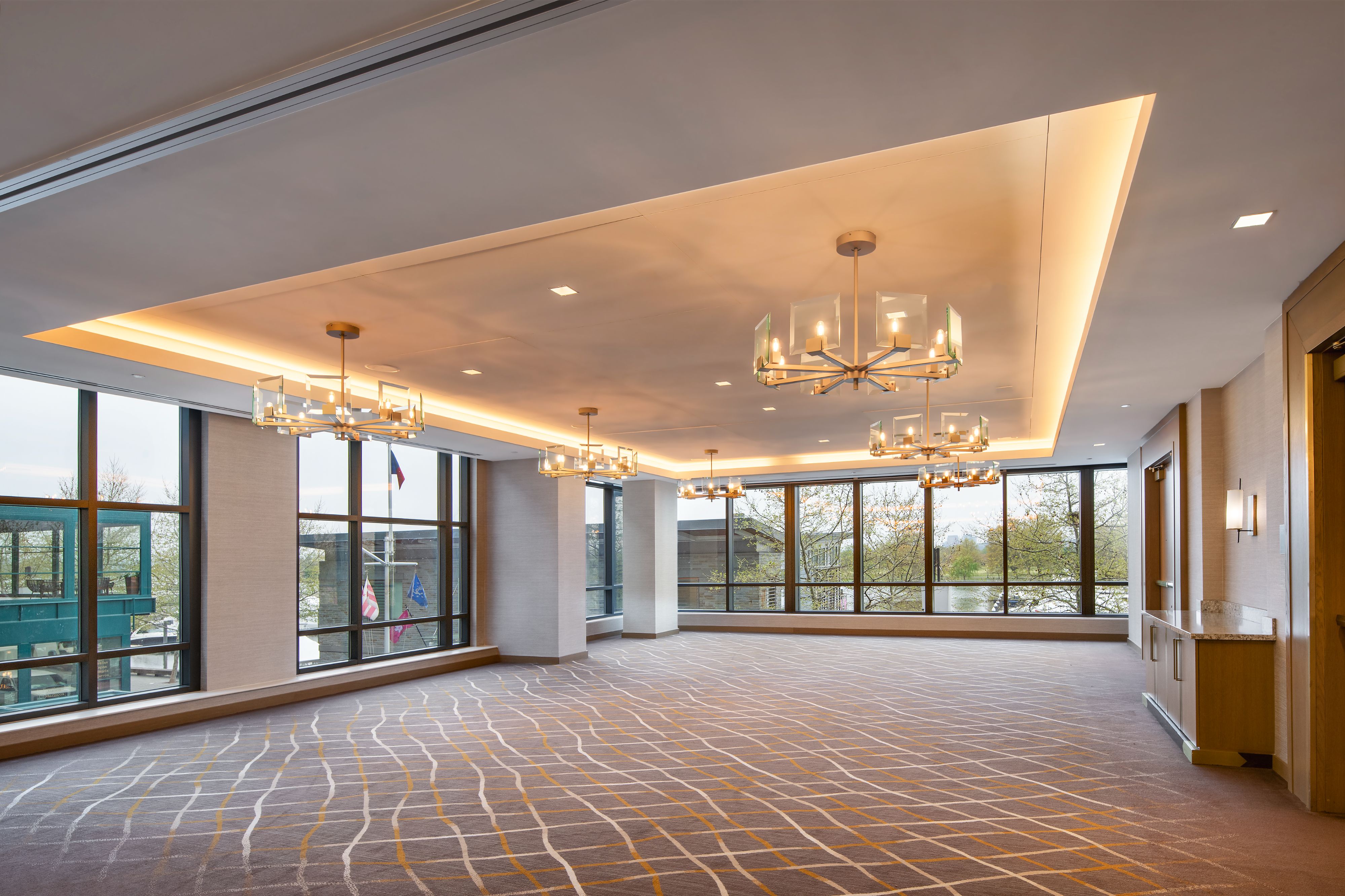 Seaport meeting room with natural lighting.