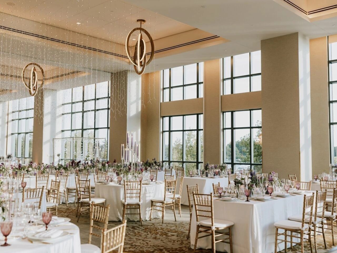 Ballroom set up for a wedding