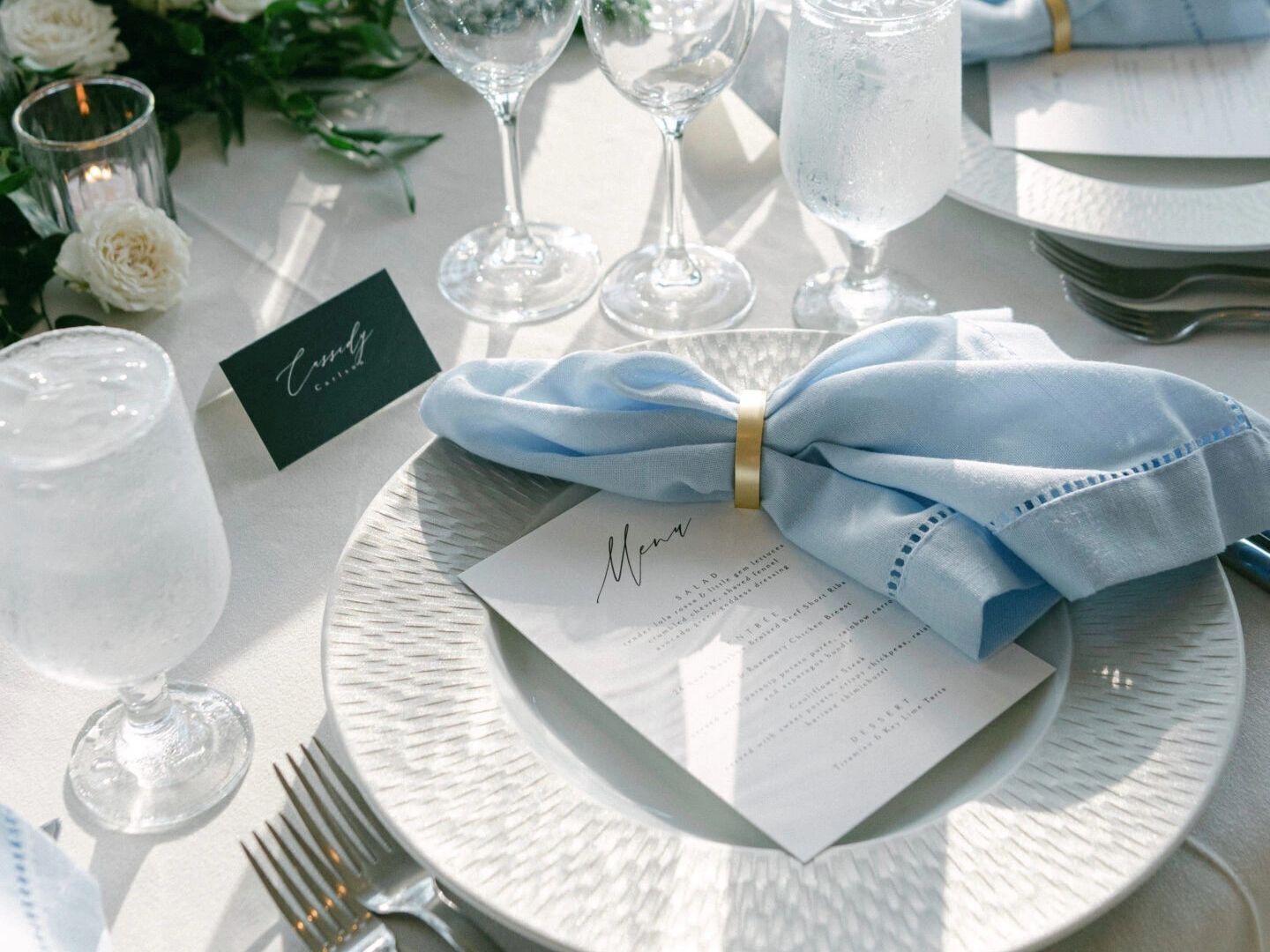 wedding plates and menu