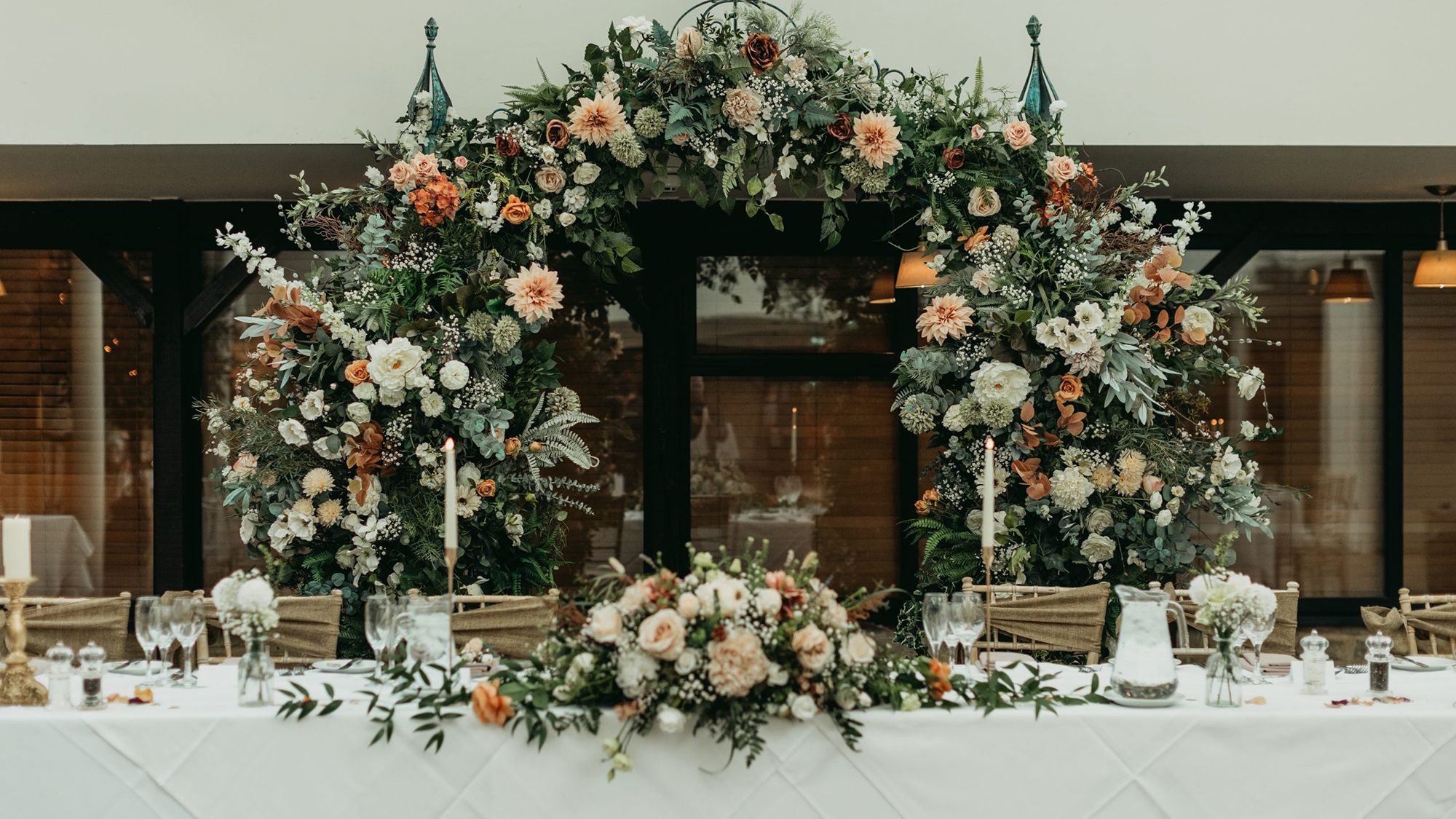 Table with large wedding decorations