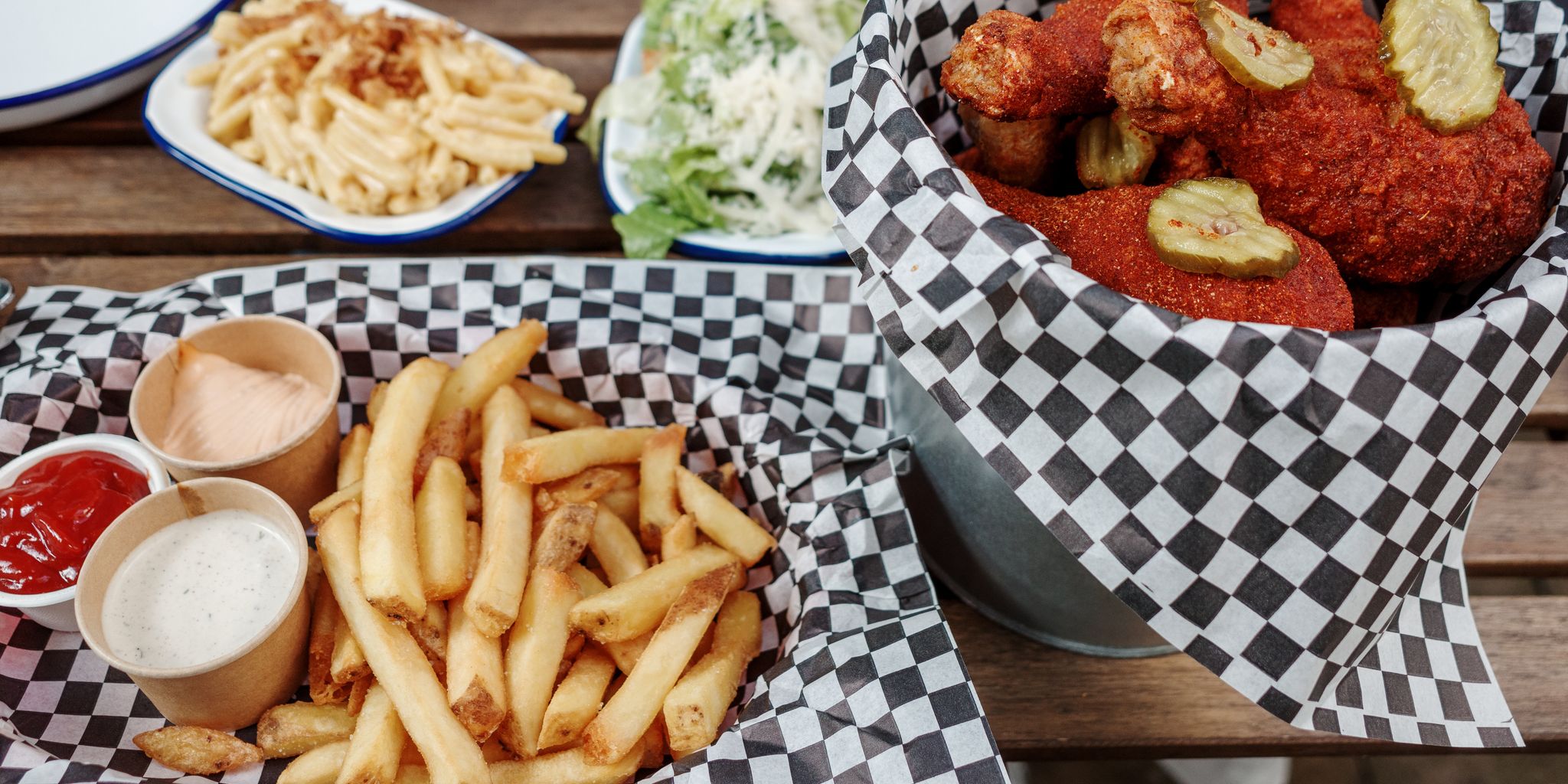 Wings and french fries.