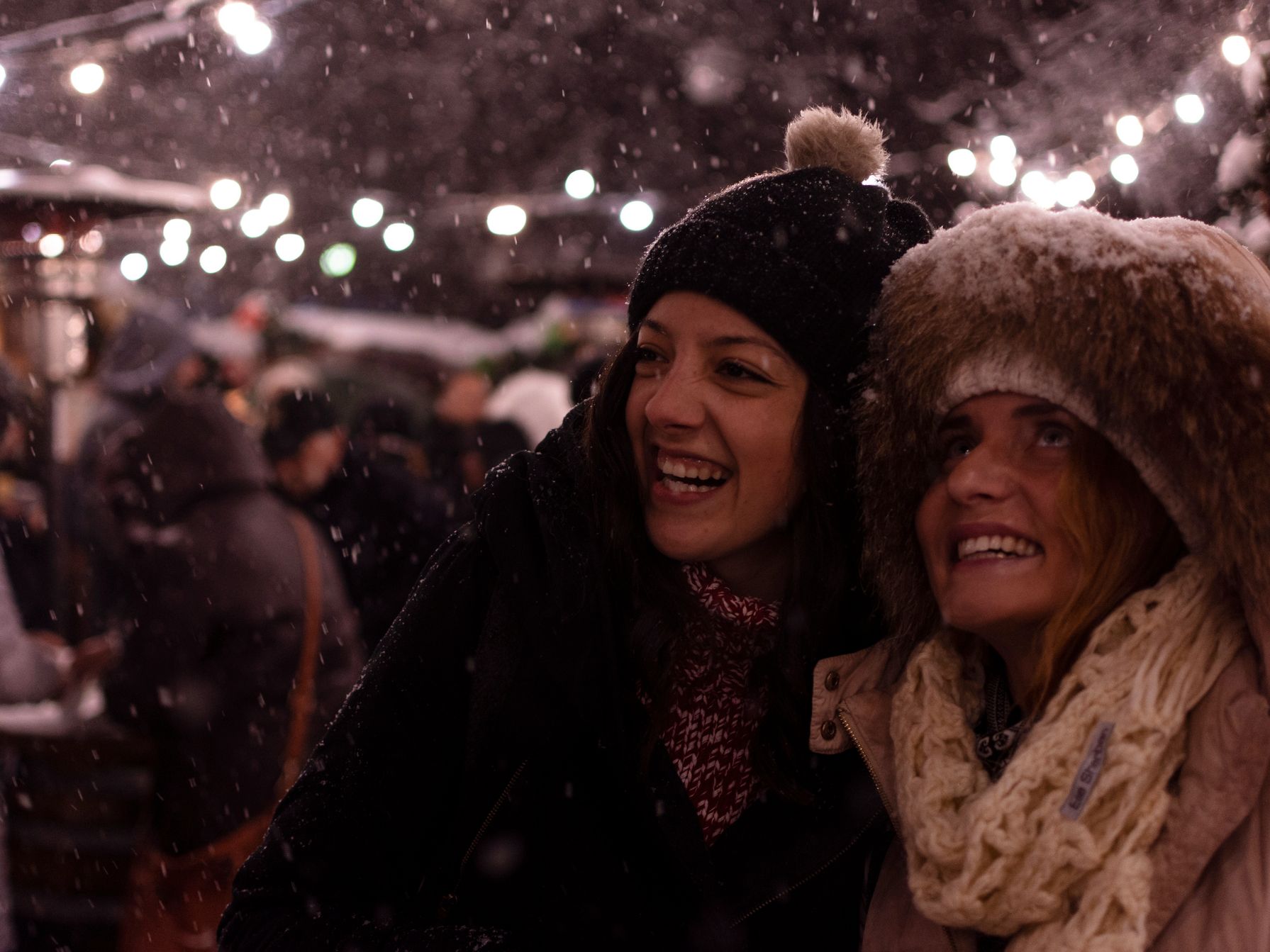 Enjoying the winter fest all bundled up