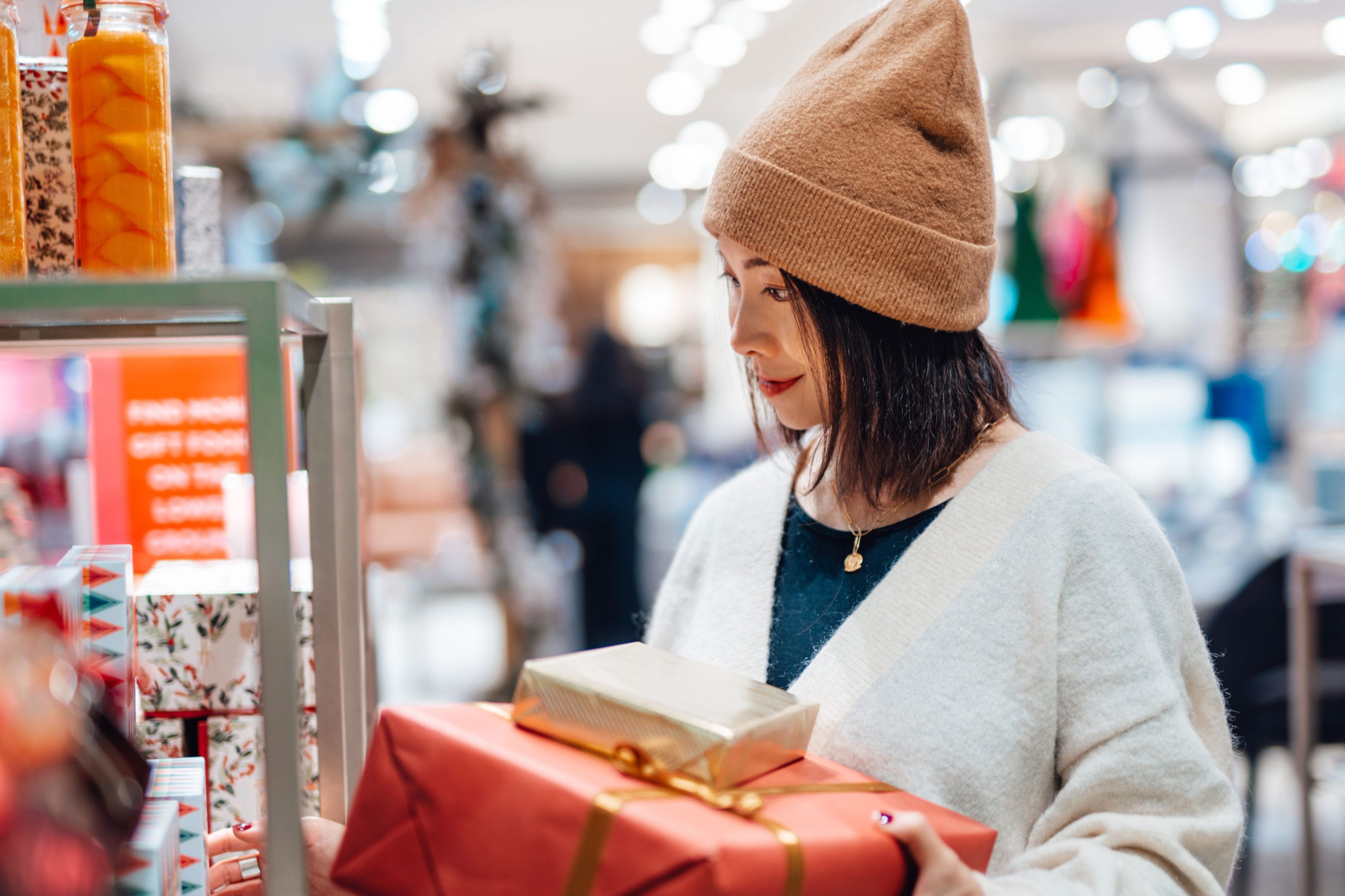 Woman doing Christmas shopping
