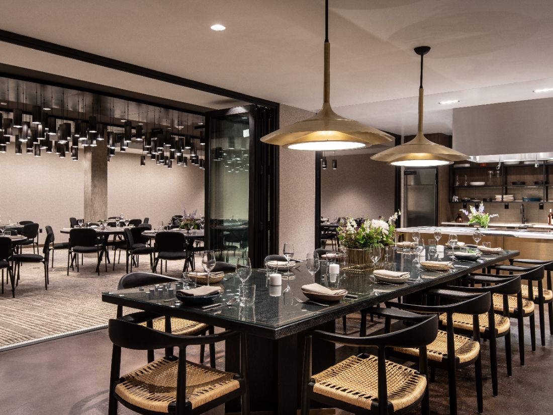 Private dining room with kitchen viewing at Mercy Me
