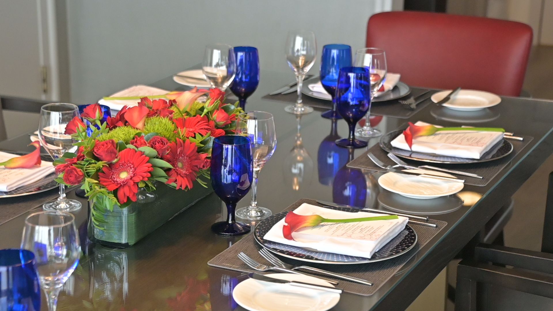 table set up for gathering