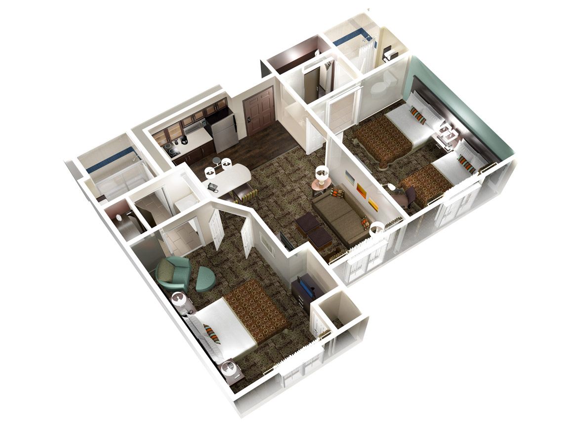 Staybridge Suites Floor Plan Floor Roma   Sb Two Bedroom, Two Bath Chocolate