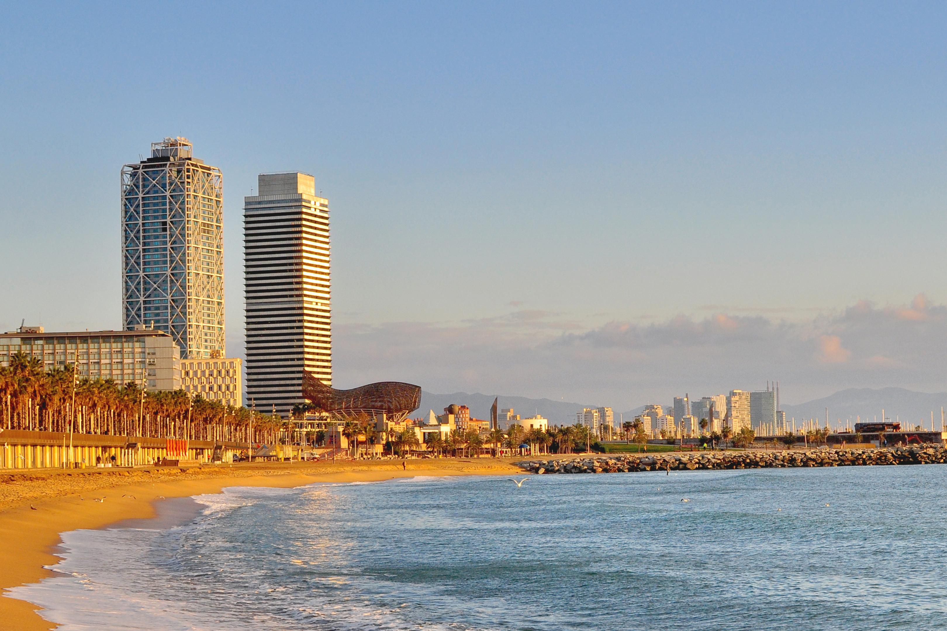 Beachfront view of Barcelona