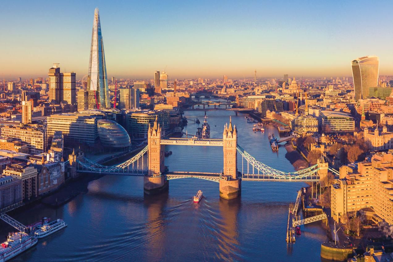 Aerial view of downtown London