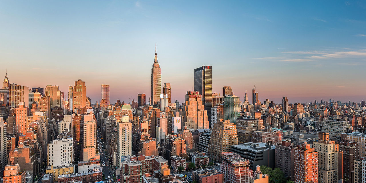 Aerial view of New Youk City with the Empire State building tallest among the buildings